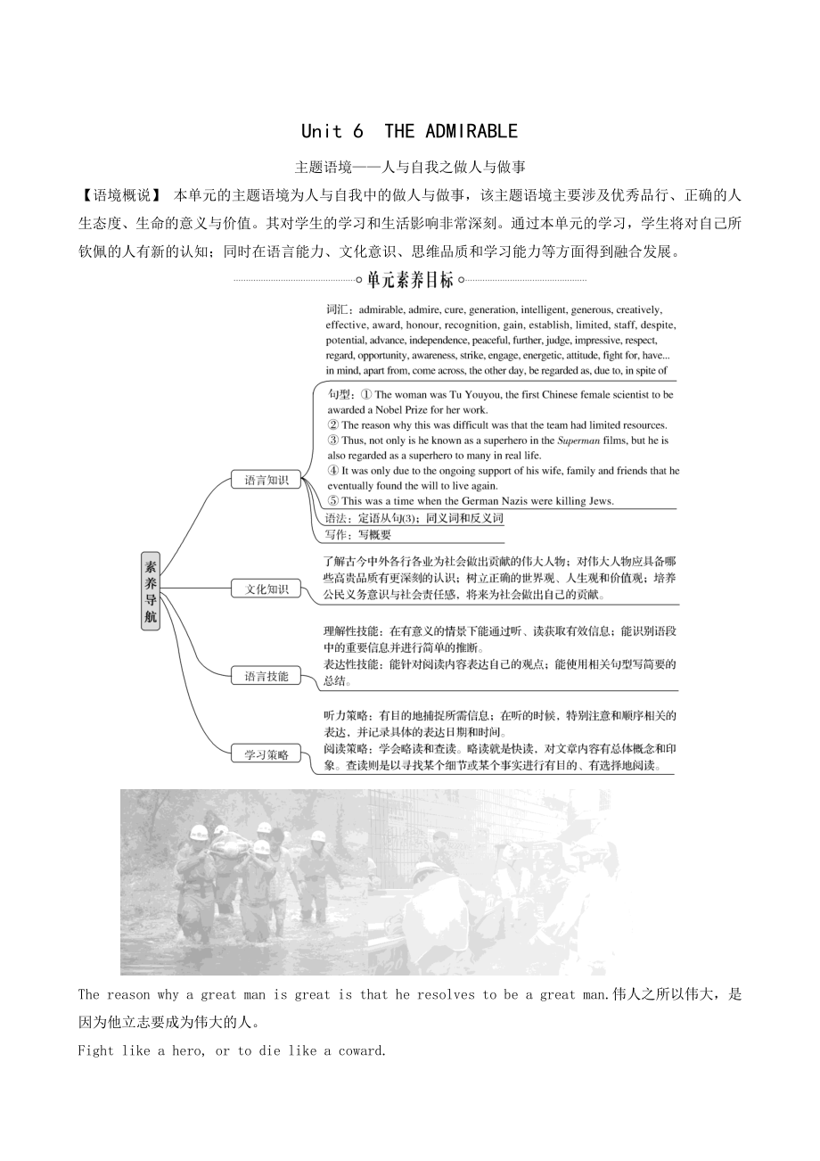 2021新版北师大版必修第二册英语Unit 6 the admirable sectionⅰtopic talk 教材讲解.doc_第1页