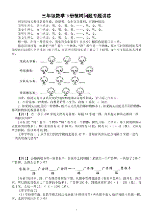 小学数学三年级下册植树问题专题讲解和练习（思维训练）.doc