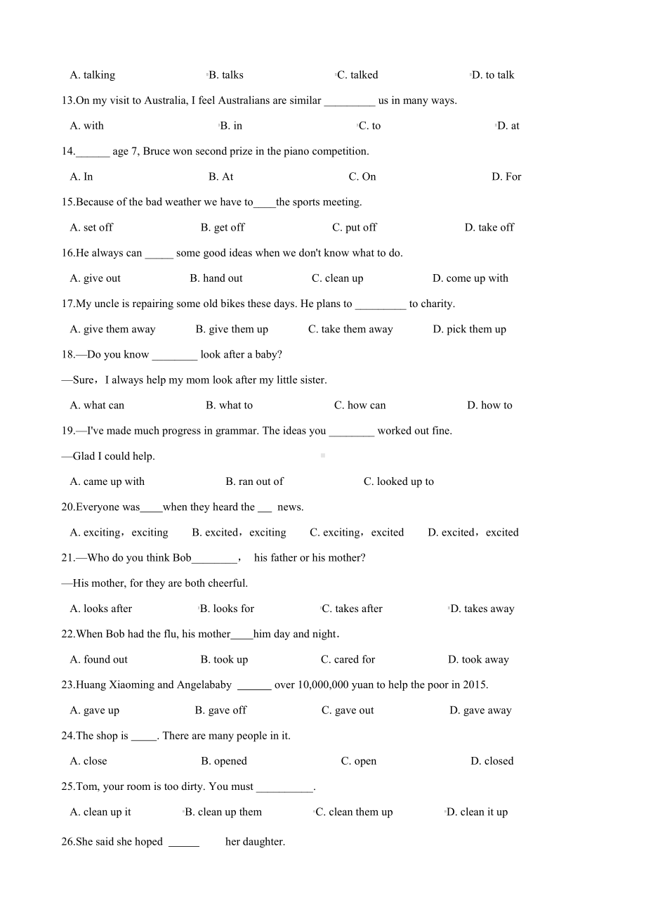 2020-2021学年人教版八年级英语下册 Unit 2单项选择专题训练（含答案）.docx_第2页