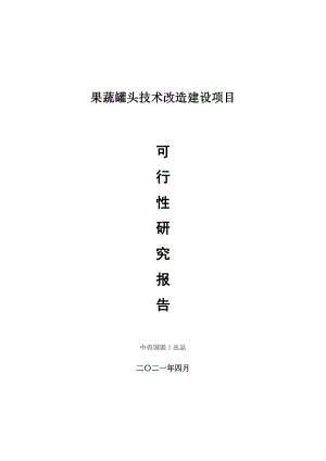 果蔬罐头技术改造建设项目可行性研究报告.doc