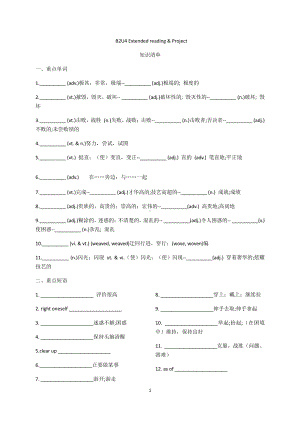 (2021新版)牛津译林版必修二英语Unit 4 Extended reading & Project 重点单词短语句型填空+同步过关练习 （含答案）.docx