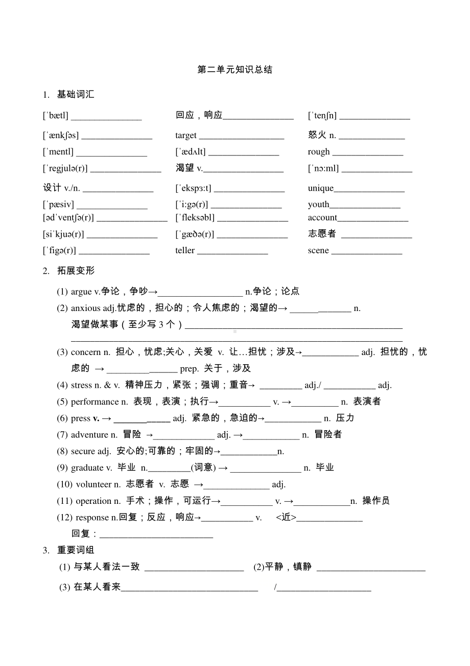 (2021新版)牛津译林版必修二英语第二单元知识点总结(无答案).docx_第1页