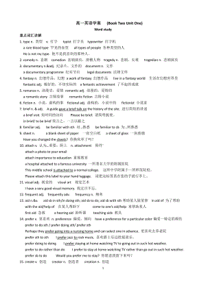 (2021新版)牛津译林版必修二英语Unit 1 单词学案 .doc