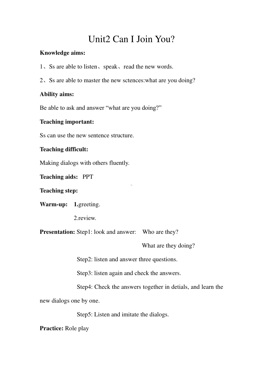 教科EEC版六下Unit2 Can I Join You -Class 1 Textbook p.14-教案、教学设计-公开课-(配套课件编号：20ef5).docx_第1页