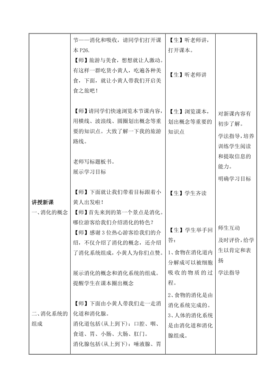 人教版生物七年级下册-4.2.2消化和吸收-教案(2).docx_第2页