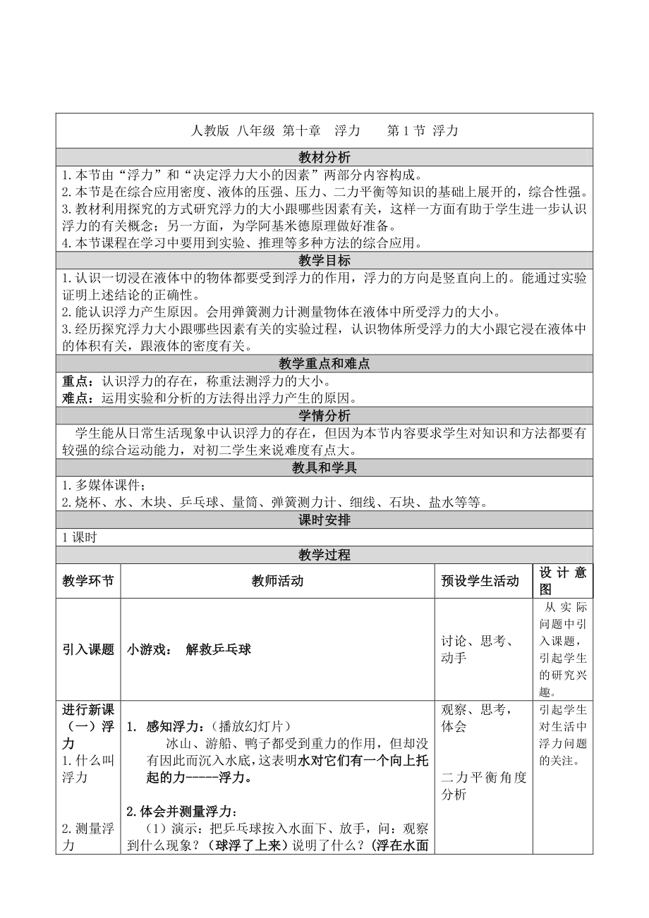 人教版物理八年级下册10.1浮力-教案(29).docx_第1页