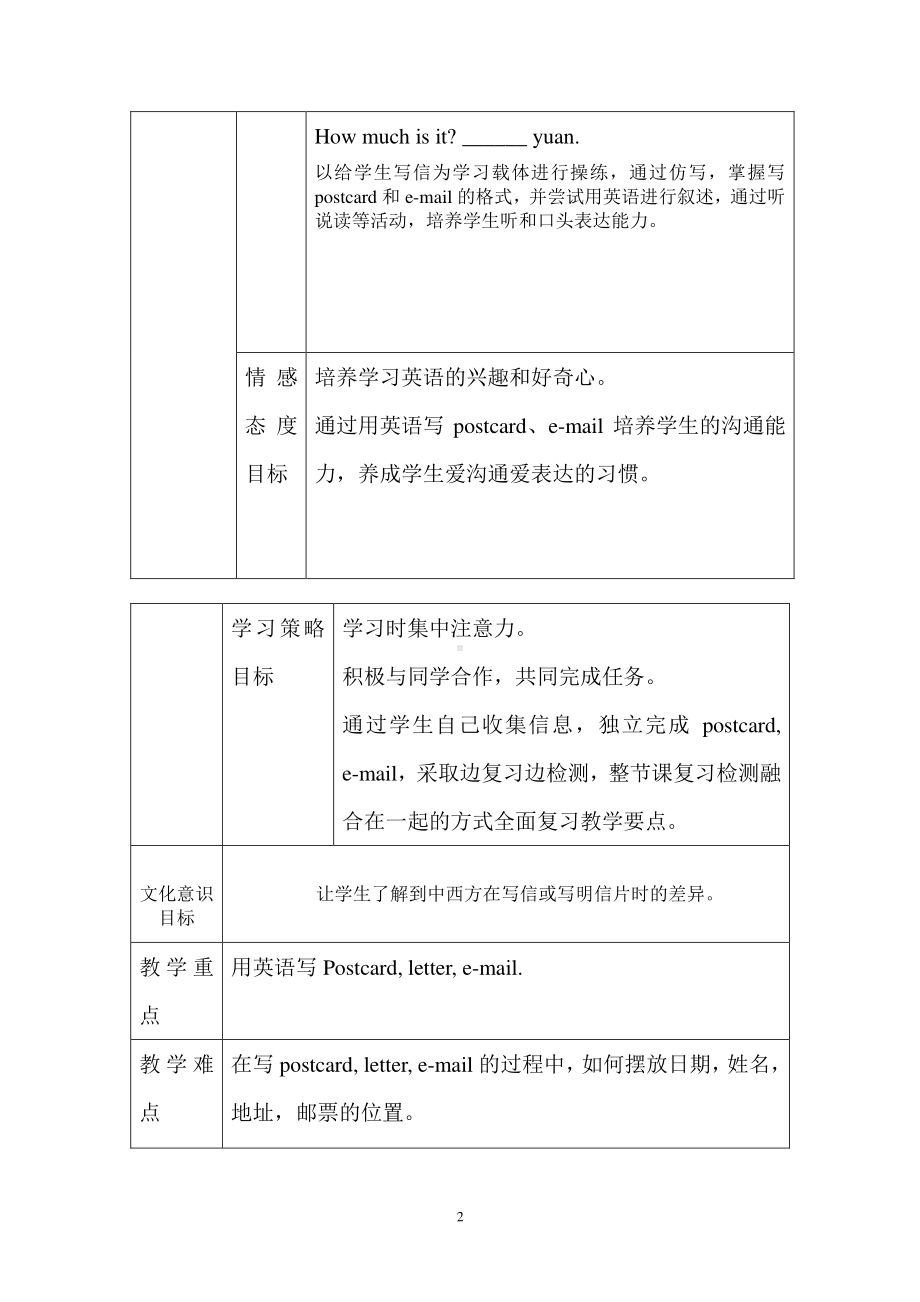 冀教版（三起）五下-Unit 3 Writing Home-Unit 3 Review-教案、教学设计--(配套课件编号：47ac3).doc_第2页