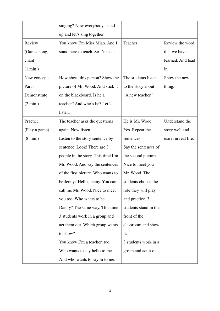 冀教版（三起）四下Unit 1 Hello Again!-Lesson 1 How Are You -教案、教学设计--(配套课件编号：90399).doc_第2页