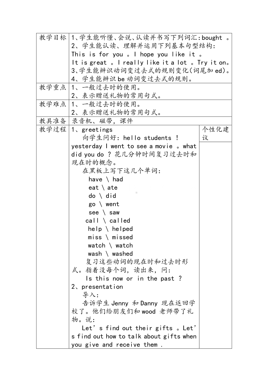 冀教版（三起）五下-Unit 4 Did You Have a Nice Trip -Lesson 22 Gifts for Everyone-教案、教学设计-公开课-(配套课件编号：20149).docx_第1页