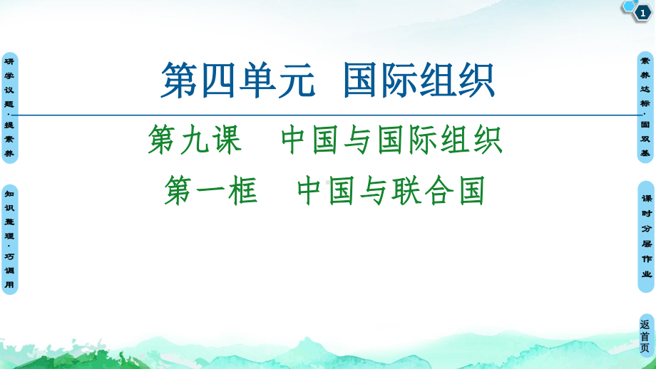 （2021新）统编版高中政治选修一第4单元 第9课 第1框 中国与联合国 ppt课件.ppt_第1页