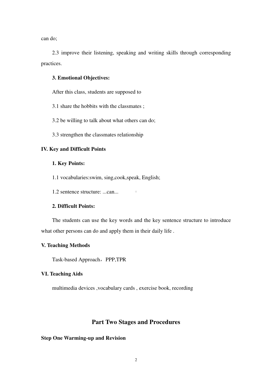 接力版三年级下册英语Lesson 10 Tom can swim.-教案、教学设计-公开课-(配套课件编号：82531).docx_第2页