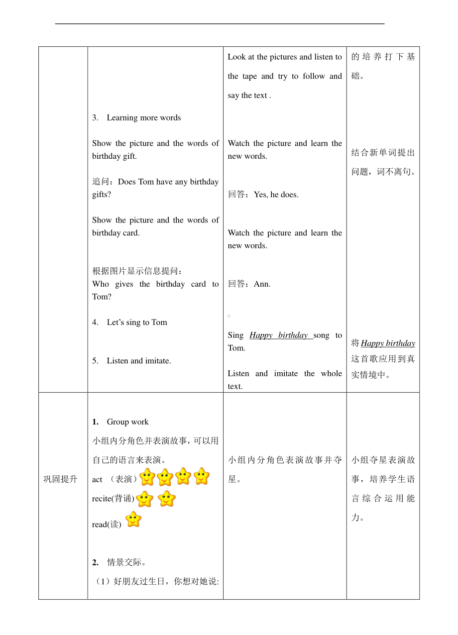 接力版三年级下册英语Lesson 2 Happy birthday!-教案、教学设计--(配套课件编号：d09d1).doc_第2页