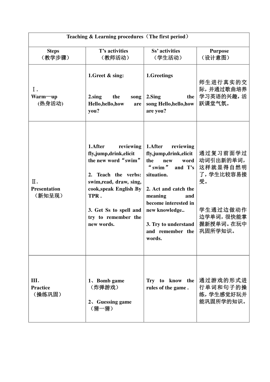 接力版三年级下册英语Lesson 10 Tom can swim.-教案、教学设计--(配套课件编号：801d7).doc_第2页