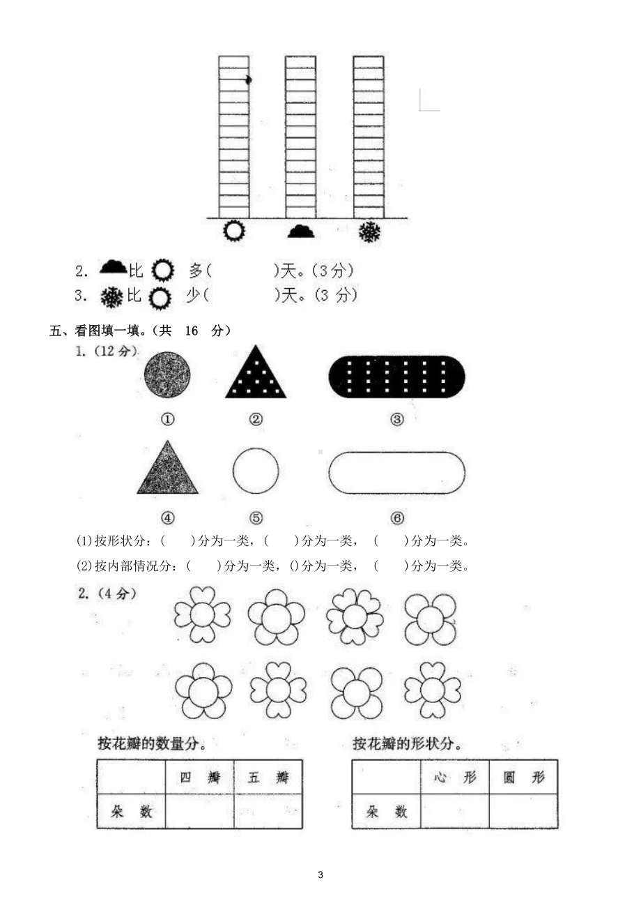 小学数学人教版一年级下册《认识图形分类与整理》综合测试题.doc_第3页