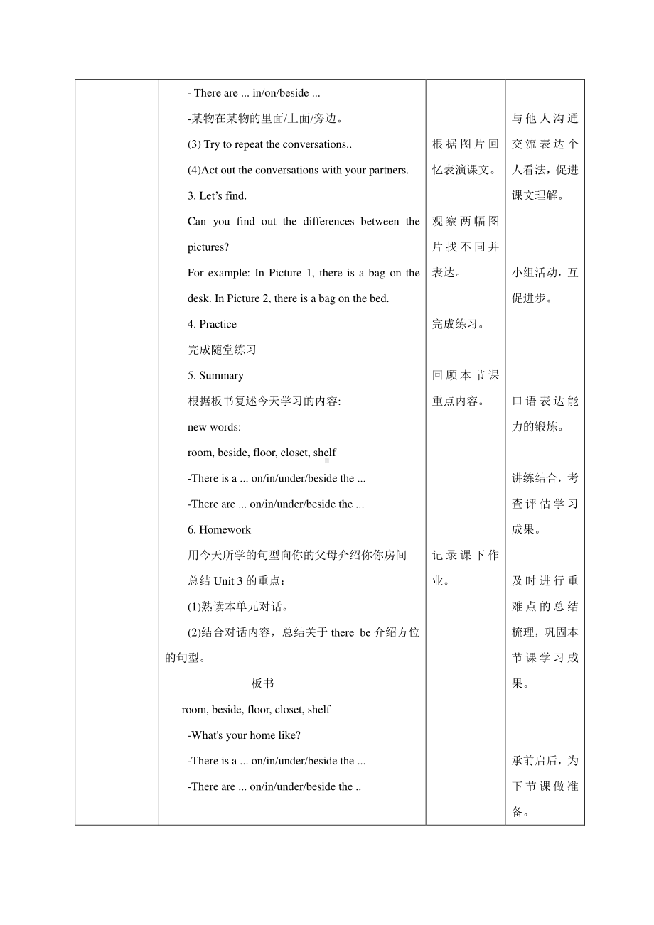 接力版五年级下册英语Lesson 3 There is a desk beside the bed.-教案、教学设计-公开课-(配套课件编号：516b1).doc_第2页