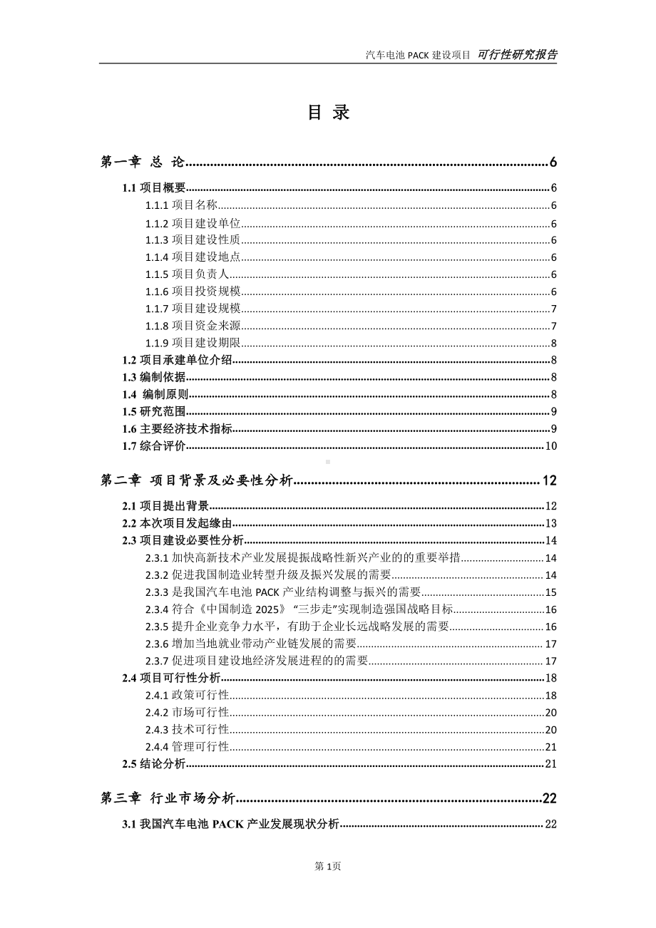 汽车电池PACK项目可行性研究报告-可参考案例-备案立项.doc_第2页