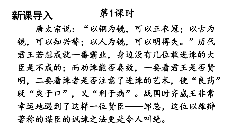 2020-2021初中语文九年级下册部编版同步教案21 邹忌讽齐王纳谏（PPT版）.ppt_第2页