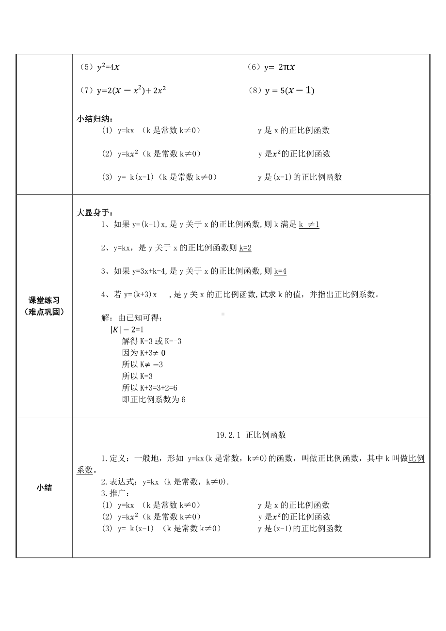 2020-2021学年人教版数学八年级（下册）19.2.1正比例函数-教案(5).docx_第2页