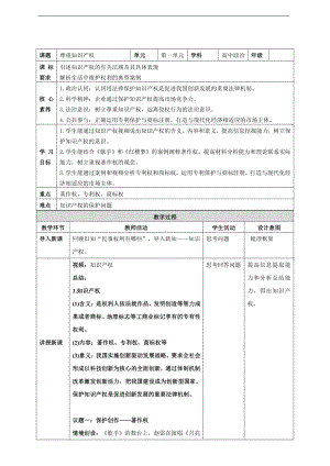 2021新-（部编）统编版高中政治选修二《法律与生活》2.2 尊重知识产权教案.doc