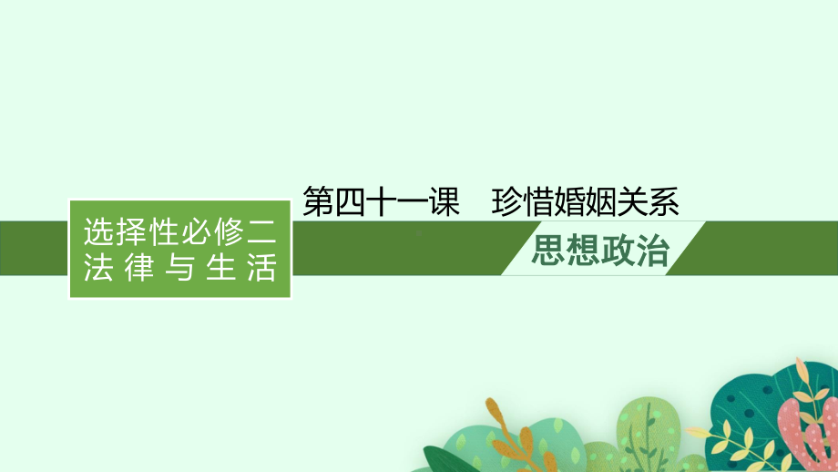 2022年新高考政治一轮复习：第四十一课　珍惜婚姻关系ppt课件.pptx_第1页