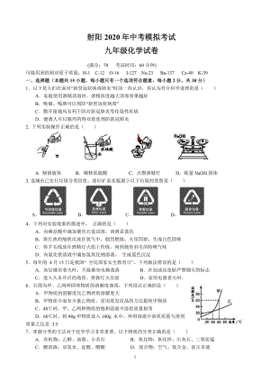 2019-2020盐城射阳初三化学二模试卷及答案.pdf