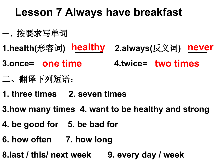 冀教版（三起）六下Unit 2 Good Health to You!-Lesson 7 Always Have Breakfast!-ppt课件-(含教案)-公开课-(编号：405a7).zip