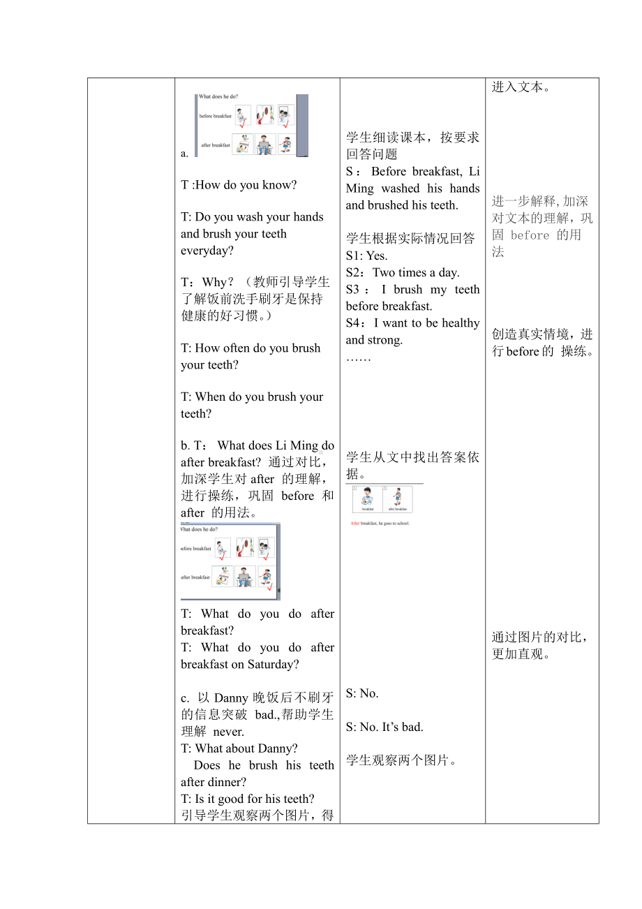 冀教版（三起）六下Unit 2 Good Health to You!-Lesson 8 Always Brush Your Teeth!-教案、教学设计-公开课-(配套课件编号：b0aa2).doc_第3页