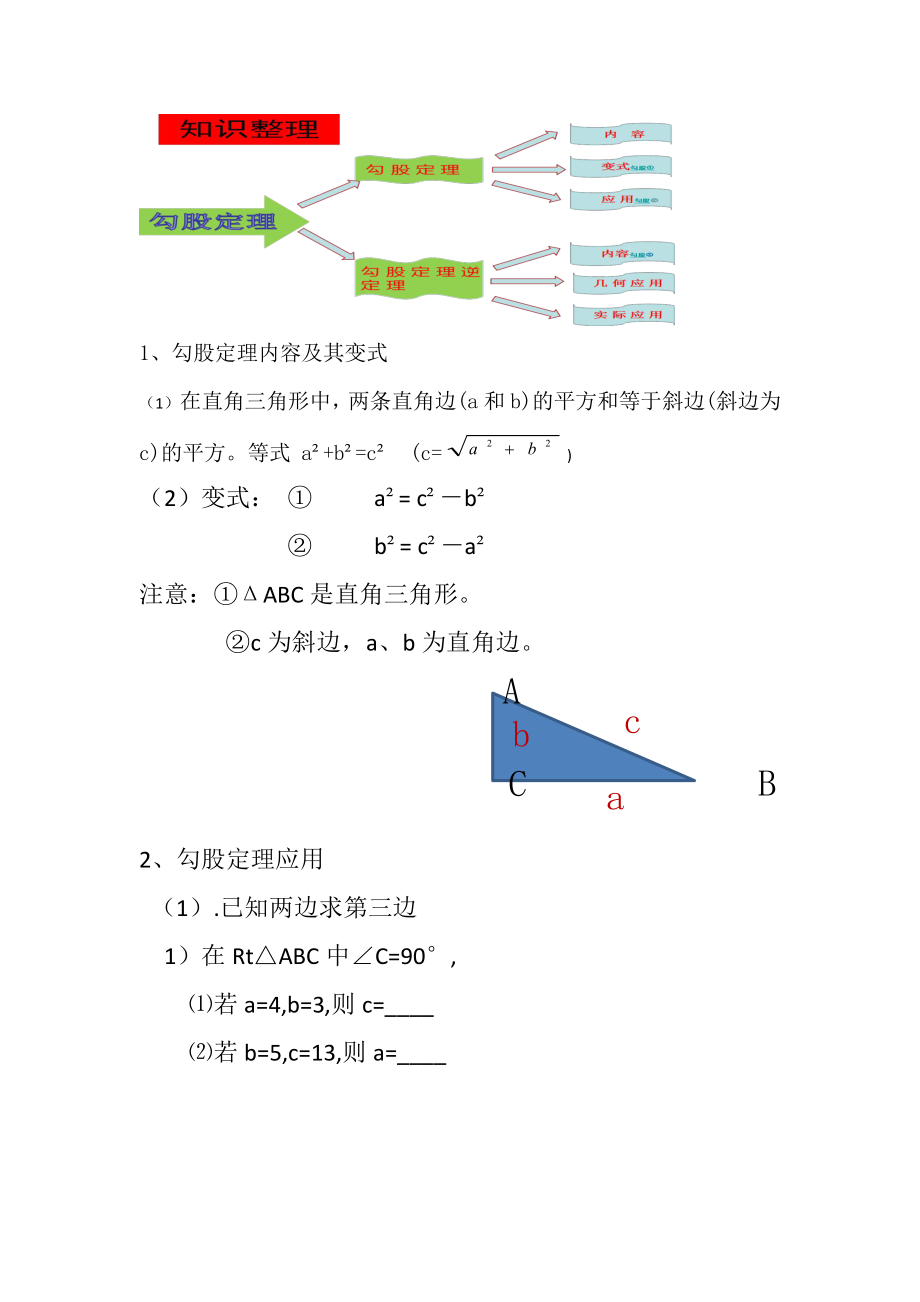 2020-2021学年八年级数学沪科版下册-第18章 勾股定理 复习教案(1).docx_第2页