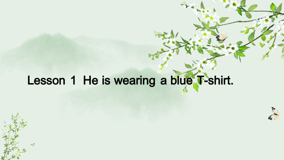 接力版（三起）六下-Lesson 1 He is wearing a blue T-shirt.-ppt课件-(含教案)--(编号：30687).zip