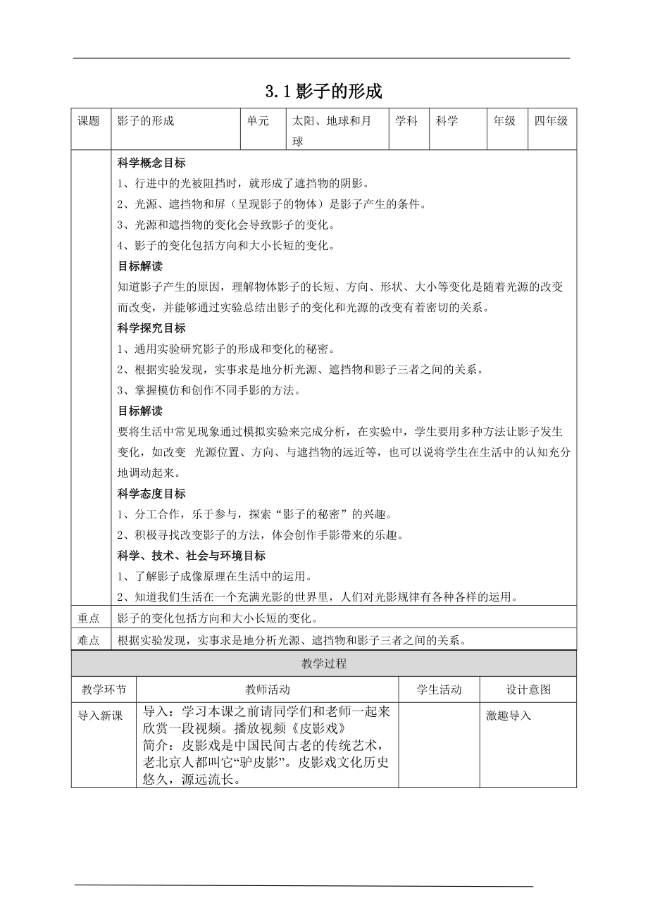 （精）2021新大象版四年级下册《科学》3.1影子的形成ppt课件（含教案 +习题+答案+ 视频).zip