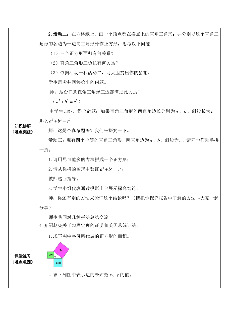 2020-2021学年人教版数学八年级下册：17.1 勾股定理-教案(4).doc_第2页