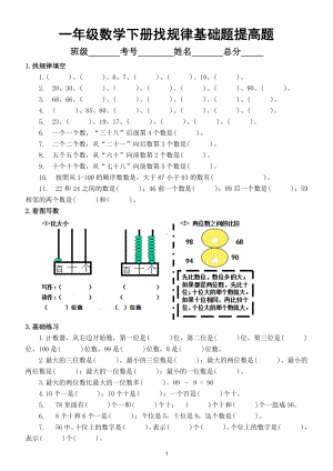 小学数学一年级下册找规律基础题提高题专项练习（逢考必出）.doc