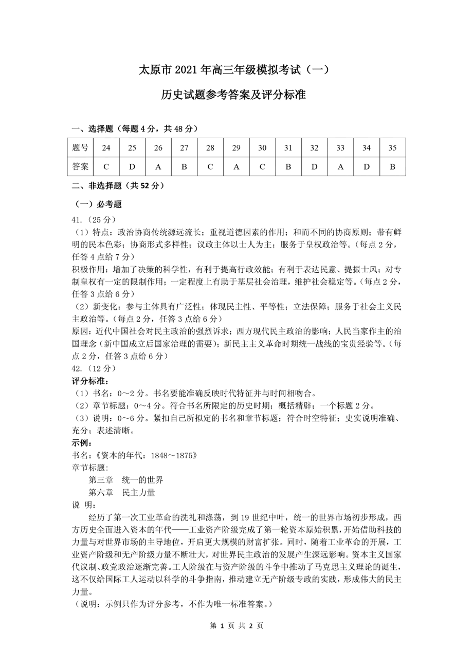 山西省太原市2021届高三年级模拟考试(一）文科综合试卷.zip