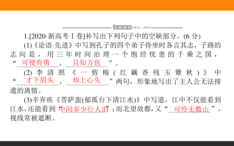 2021届高考语文全国通用二轮复习专题三　名篇名句默写 （课件39张）.ppt_第3页