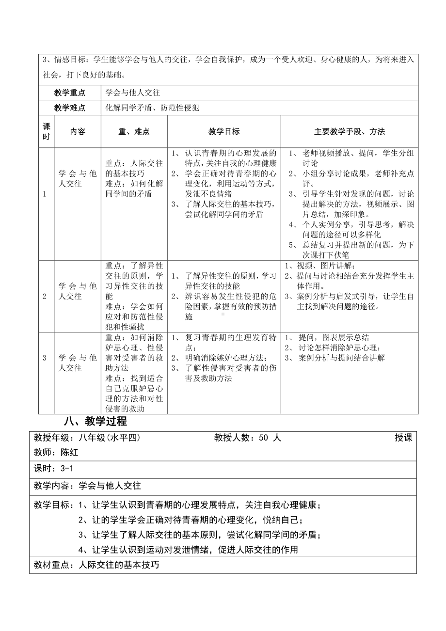 2020-2021学年人教版体育八年级去一册-1.3学会与他人交往-教案(1).doc_第3页