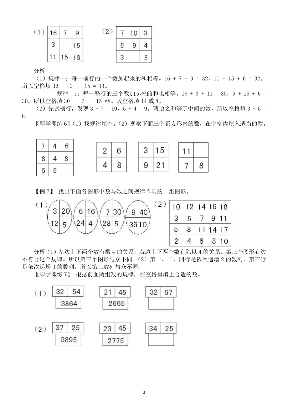 小学数学三年级下册思维训练找规律填数专题讲座（含例子练习）.doc_第3页