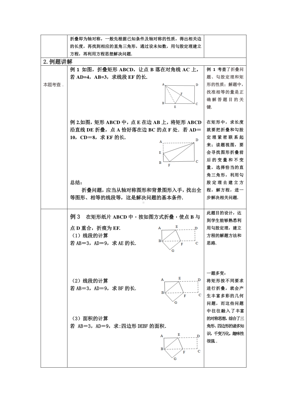 2020-2021学年人教版数学八年级下册专题：《矩形中的折叠问题》教案.docx_第2页