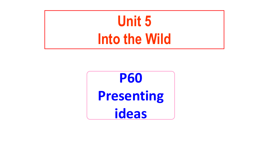 2021版外研版必修一英语Unit 5 Into the Wild-Presenting ideasppt课件.pptx_第1页