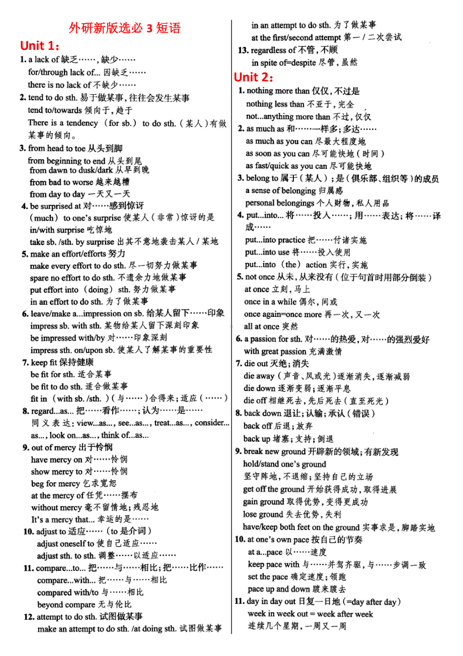 2021版外研版选修三英语短语拓展（含答案）.doc_第1页