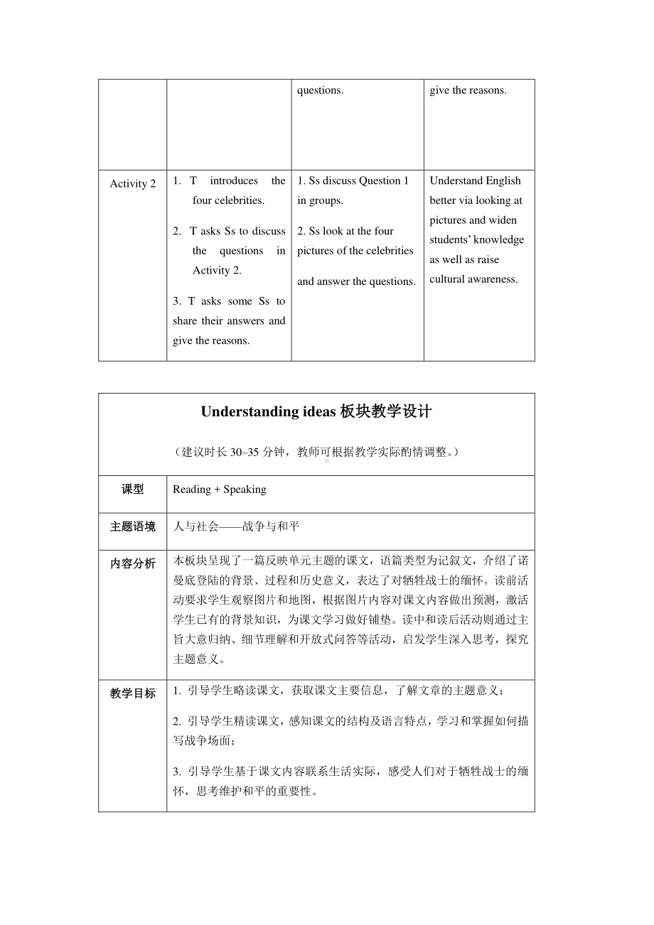 2021版外研版选修三英语Unit3 War and peace单元教案.docx_第3页