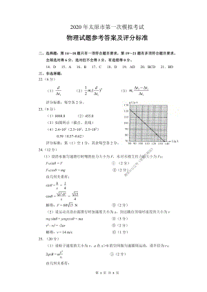 2020年太原市高三一模考试物理参考答案(1).pdf