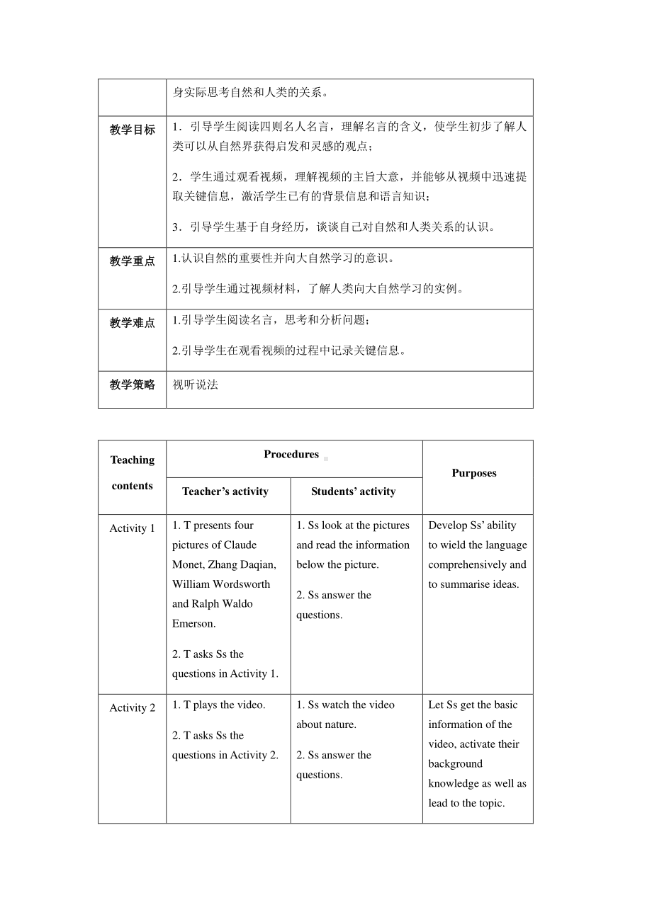 2021版外研版必修三英语：Unit5 Learning from nature 单元 教案.docx_第2页