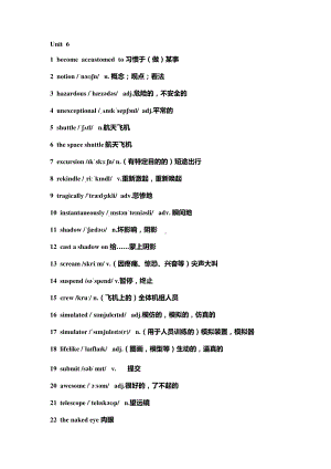 2021版外研版选修四英语 unit 6单词表.docx