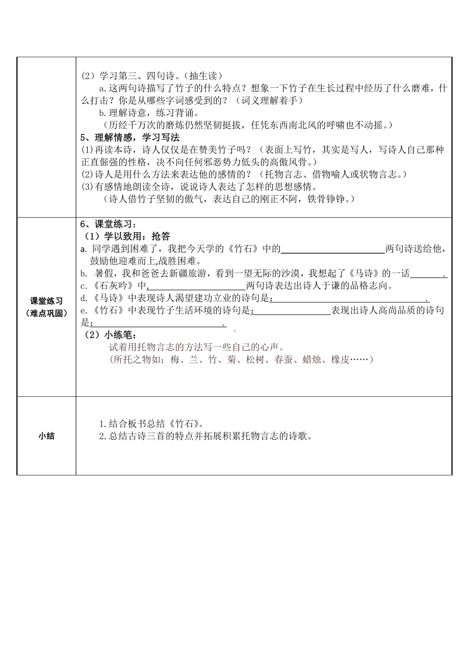 六年级语文下册教案：第4单元10古诗三首-竹石（部编版）(2).docx_第2页