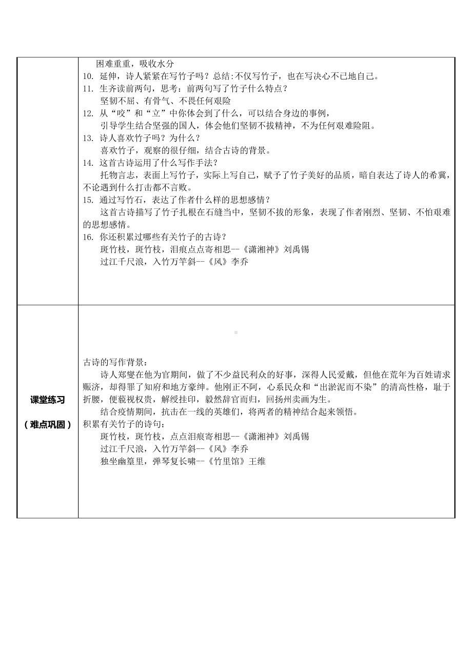 六年级语文下册教案：第4单元10古诗三首-竹石（部编版）(13).docx_第2页