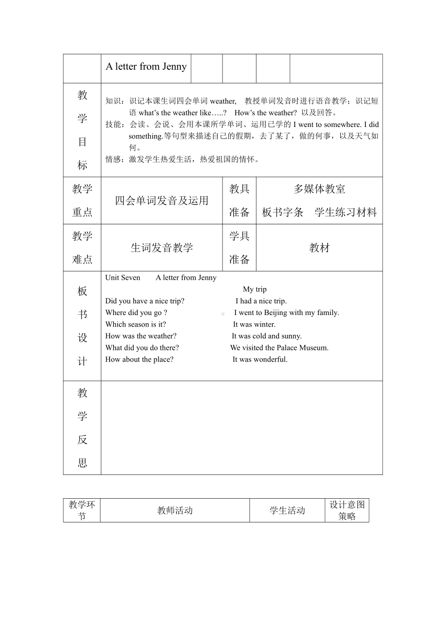 教科EEC版六年级下册Unit7 A Letter from Jenny-Class 3 Textbook p.66－67-教案、教学设计-公开课-(配套课件编号：a28b3).doc_第2页