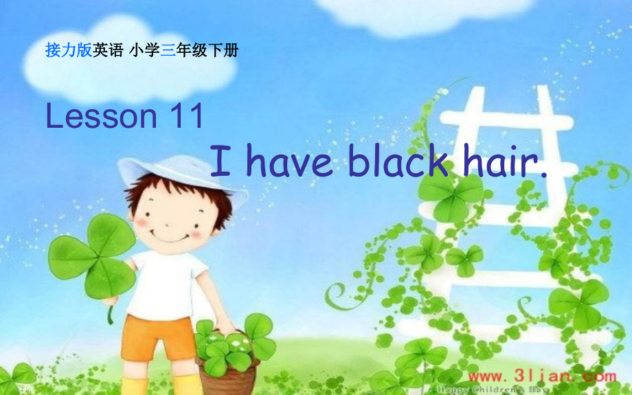 接力版三年级下册Lesson 11 I have black hair.-ppt课件-(含教案+音频)--(编号：40b8a).zip