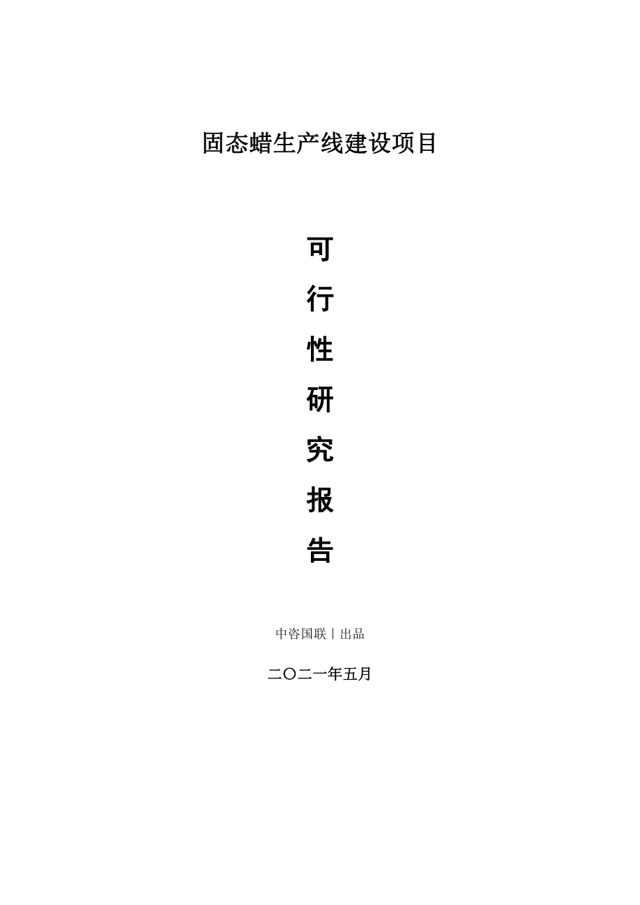 固态蜡生产建设项目可行性研究报告.doc_第1页