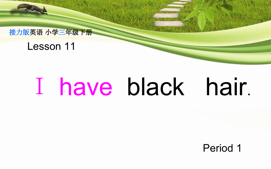 接力版三年级下册Lesson 11 I have black hair.-ppt课件-(含教案)--(编号：e0367).zip