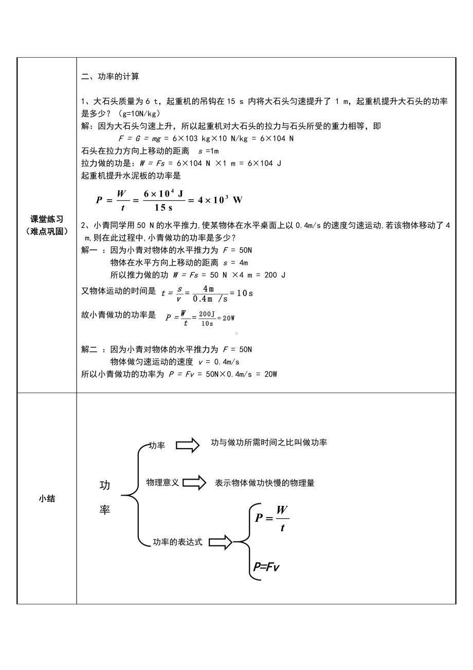 2020-2021学年人教版物理八年级下册-第十一章第2节《功率概念的理解与计算》-教案.doc_第2页